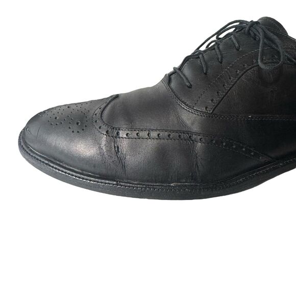 Salvatore Ferragamo Made in Italy Black Calfskin Leather Wingtips Oxfords 11D main image 12